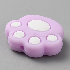 Perline focali in silicone ecologico per uso alimentare con stampa della zampa di gatto&nbsp;SIL-WH0012-040J