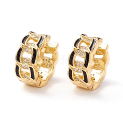 Echte 18 Karat vergoldete Huggie-Creolen mit Zirkonia&nbsp;EJEW-I260-19G-NR