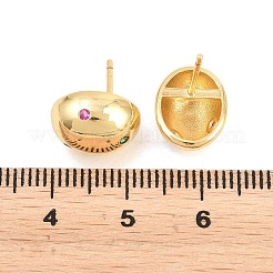 Ovale Ohrstecker aus Messing mit Mikropavé-Fassung aus Zirkonia&nbsp;EJEW-Z164-17G-02