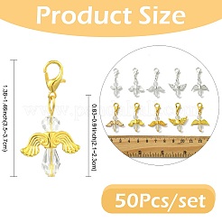 50 pièce de décorations suspendues en verre et alliage de style 5&nbsp;HJEW-FS00077