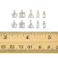 20 Stück 10 Stile Messing Pavé klare Zirkonia Charms&nbsp;ZIRC-FS0001-03