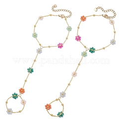 Armbänder aus Messing mit Blumengliedern&nbsp;BJEW-JB13003