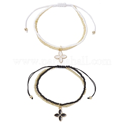 2 bracciale con perline di conchiglia e semi di vetro intrecciati&nbsp;BJEW-MZ00138