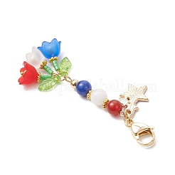 Set di decorazioni con pendenti a forma di fiore in acrilico e perline di vetro fatte a mano&nbsp;HJEW-MZ00253
