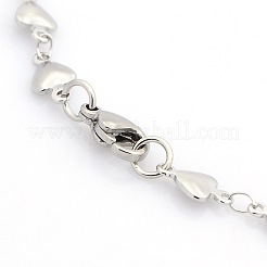 Pulseras de cadena de eslabones de corazón de acero inoxidable 304 de estilo casual y resistentes al deslustre.&nbsp;LS-STAS-O036-05P