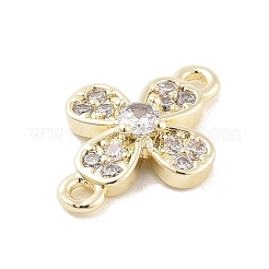 Ciondoli per connettori con collegamenti a fiori in ottone con pavé di zirconi trasparenti&nbsp;LS-KK-Z061-02G-02