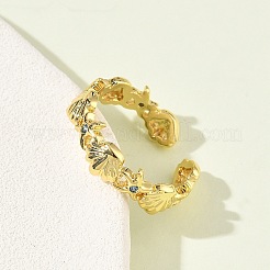Offene Manschettenringe aus 304er Edelstahl mit Zirkonia für Damen&nbsp;RJEW-Z122-02G-06