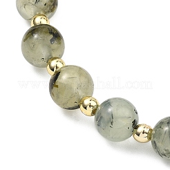 Bracelets extensibles en perles de préhnite naturelle et d'hématite synthétique non magnétique pour femmes et hommes&nbsp;BJEW-JB13593