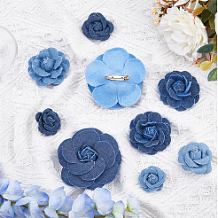 16 Stück 8 Stil Denim Stoff Blumen&nbsp;DIY-FH0005-73