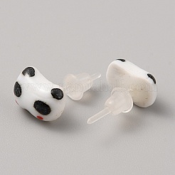 Jolies boucles d'oreilles en porcelaine avec des animaux de dessin animé&nbsp;EJEW-TAC0001-03A