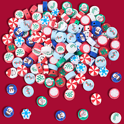200pcs 10 Arten Weihnachtsthema handgemachte Polymertonperlen&nbsp;CLAY-SC0002-54