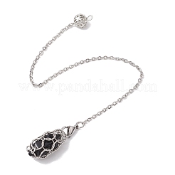 304 Edelstahl Kette Makramee Beutel leerer Steinhalter Wünschelrutenpendel&nbsp;PALLOY-JF02877-01
