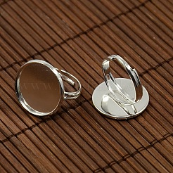 18 mm freie gewölbte Glas Cabochon Deckel und Messing Pad-Ring Grundlagen für diy portrait ring Herstellung&nbsp;DIY-X0130-S