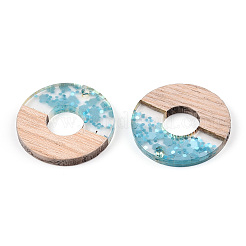 Pendentifs en résine transparente et bois blanc&nbsp;RESI-TAC0021-81