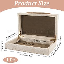 1 caja de almacenamiento de joyas de madera recubierta de cuero sintético con accesorios de hierro en tono dorado.&nbsp;CON-CN0001-24