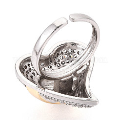 Bagues ouvertes réglables en laiton avec micro pavé de zircones cubiques pour femmes&nbsp;RJEW-N051-05GP