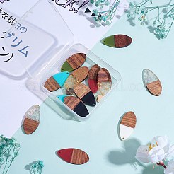 14 pièces 7 styles résine opaque et pendentifs en résine feuille transparente&nbsp;RESI-SZ0001-85