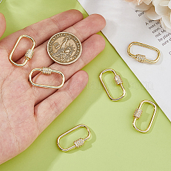 6 Stück Messing Micro Pave klare Zirkonia Schraubkarabiner Verschluss Charms&nbsp;ZIRC-DC0001-34
