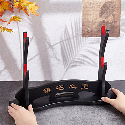 2-stufiger Katana-Halterständer aus Holz&nbsp;AJEW-WH0470-93B