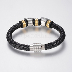 Bracciali di corda di pelle intrecciato &nbsp;BJEW-H560-21