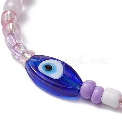 4 Stück 4-farbiges Böse Augen Bunte Malerei- und Glassamen-Armbandset mit geflochtenen Perlen&nbsp;BJEW-JB09706-S