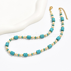 Elegante stile bohemien fatto a mano collane di perline di turchese sintetico a colonna per regalo di appuntamento femminile&nbsp;PZ3829