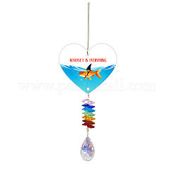 Hängende Sonnenfänger in Tropfenform aus Glas&nbsp;HJEW-WH0201-014