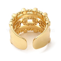 Anelli per polsini aperti ovali cavi in vero ottone placcato oro 18k con placcatura a cremagliera&nbsp;RJEW-B048-10G