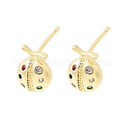 Latón micro pavimenta coloridos aretes de circonita cúbica&nbsp;EJEW-C186-19G-02