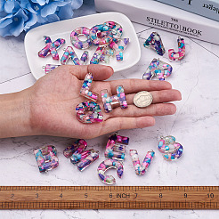 26 pièces 26 lettres pendentifs en résine époxy transparente&nbsp;CRES-TA0001-15