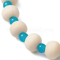 Bracelets extensibles en turquoise synthétique et perles de bois et de verre pour garçons et filles&nbsp;BJEW-JB11125-03