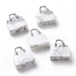 Natürliche howlite Messing Anhänger&nbsp;KK-E274-01P-025