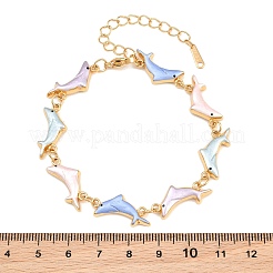 Ozean 304 Edelstahl Emaille Delfin Gliederkettenarmbänder für Damen&nbsp;SA-CBA065A-05G