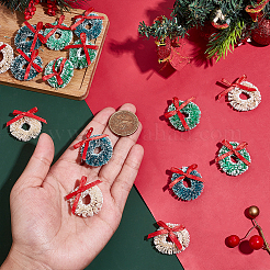 30 couronne de Noël à suspendre en polyester et sisal de chanvre&nbsp;HJEW-WR0001-22B