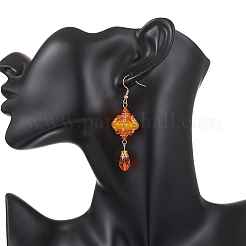 Pendientes colgantes de jade amarillo natural&nbsp;EJEW-MZ00669-01