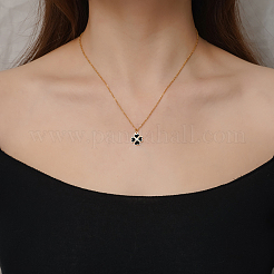 Semplici collane con ciondolo a forma di trifoglio a forma di cuore in acciaio inossidabile e smalto nero&nbsp;YE9051-2