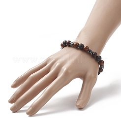 Stretcharmband aus Edelstein- und Holzperlen für Damen&nbsp;BJEW-JB09153