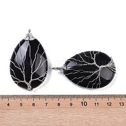 Große Anhänger aus natürlichem schwarzen Onyx (gefärbt und erhitzt).&nbsp;KK-F868-30P-01