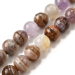 Natürliche Amethyst-Spitzenachat-Perlenstränge&nbsp;G-H312-C01-12mm