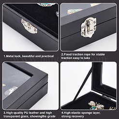 Boîtes de présentation de stockage de badges en cuir rectangle pu&nbsp;ODIS-WH0025-177
