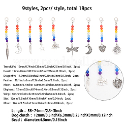 18 ciondolo decorativo con perline di giada malese naturale e tinta a tema chakra&nbsp;HJEW-CA0001-47