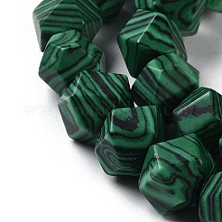Fili di perline rotonde con taglio a stella tinti in malachite sintetica&nbsp;G-M418-C13-01