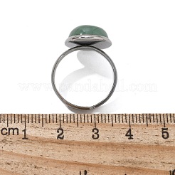 Anelli per dita in avventurina verde naturale semi-tonda&nbsp;X-RJEW-M062-01P-21
