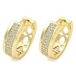 Pendientes de aro de latón con micro circonitas y cubic zirconia transparente&nbsp;EJEW-C122-04G
