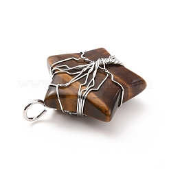 Pendentifs en œil de tigre naturel&nbsp;G-D458-04P-03-RS
