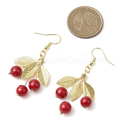Boucles d'oreilles pendantes en jade mashan teinté naturel&nbsp;EJEW-TA00572