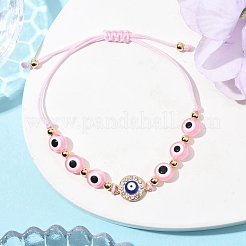 Bracelets tressés en résine contre le mauvais œil pour femmes&nbsp;BJEW-FS00018-01