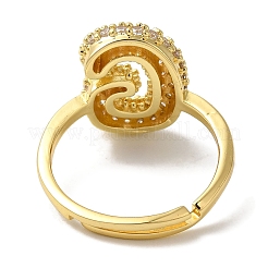 Bague réglable en laiton plaqué avec lettres micro pavées et zircones cubiques transparentes pour femmes&nbsp;KK-S391-03G-G