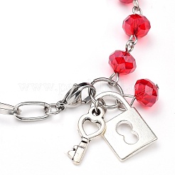 Bracciali con ciondoli in lega con chiave e serratura&nbsp;BJEW-JB05349-01