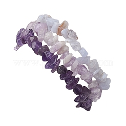 3 set di braccialetti elastici con perline di ametista lavanda naturale e agata blu naturale&nbsp;BJEW-JB10864